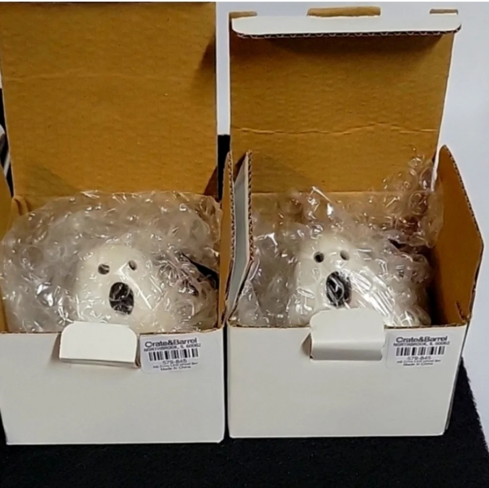 NWT Set of (3) Crate & Barrel Ceramic Halloween LED Screaming Ghosts